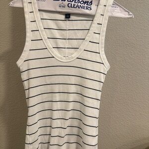 Universal Thread White and Black Striped Tank Top